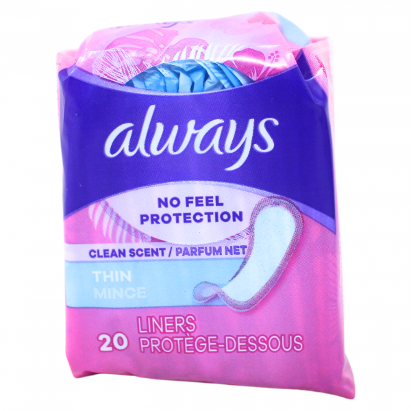 Always Liners Regular Thin Unscented 20's