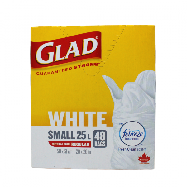 Glad Garbage Bag White Small Febreze 48's (12 in case)