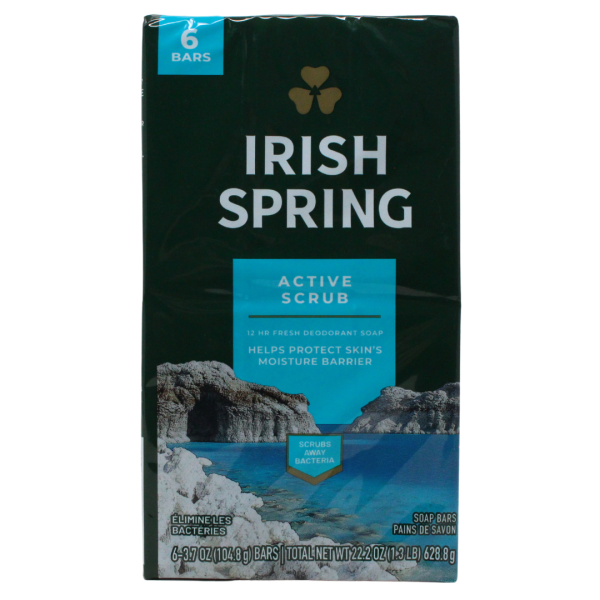 Irish Spring Bar Soap Active Scrub 6x104.8g